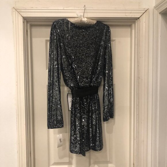 Crystal Doll Black/Silver Sequin Dress Size M - Picture 2 of 9